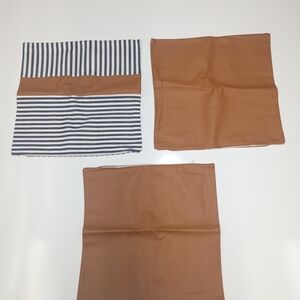 Homfiner Set Of Three Faux Leather Brown Pillow Covers